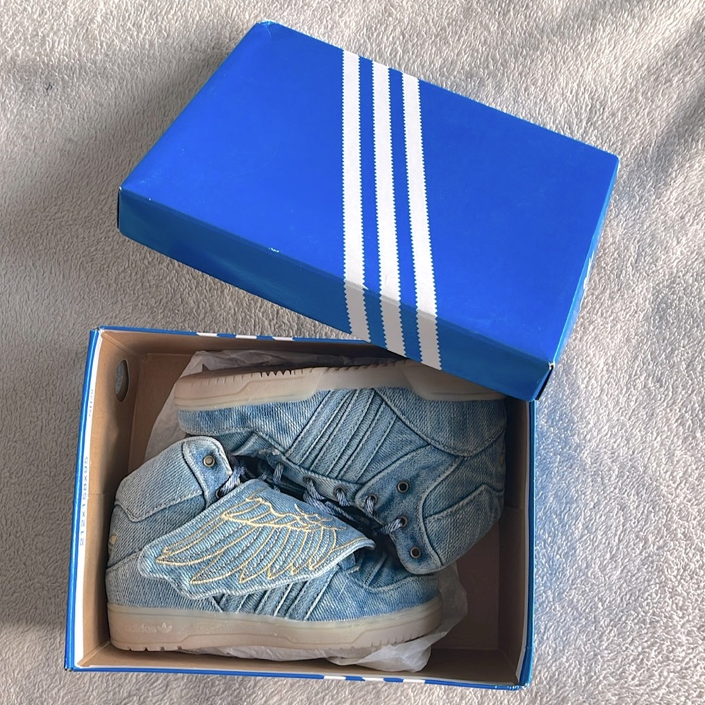 JEREMY SCOTT x ADIDAS wings denim high top sneakers toddler ( 8)